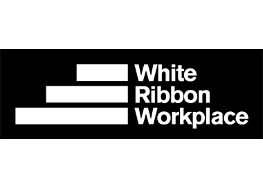 Cafs white ribbon workplace logo